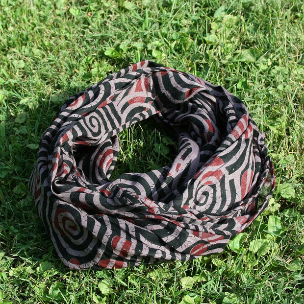 Deep Taupe Swirl Cotton Scarf - Made for Freedom